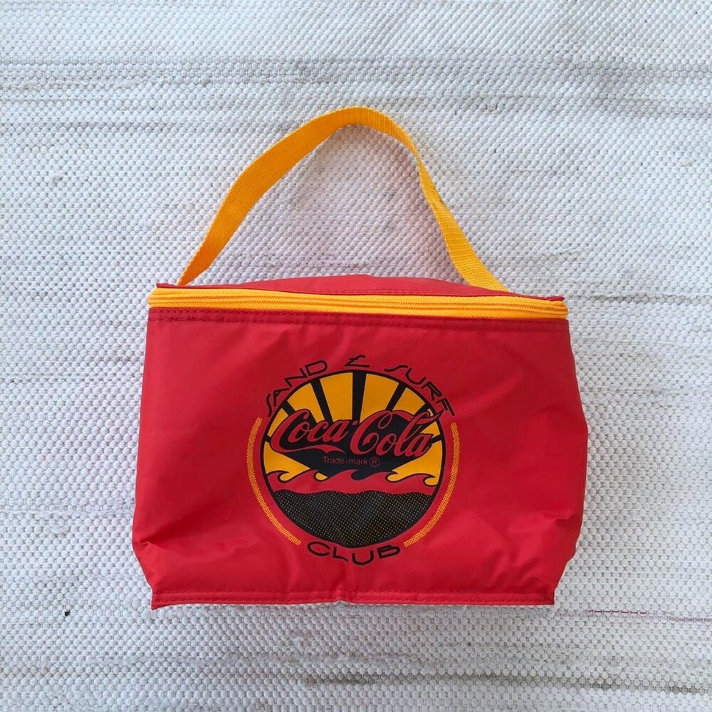 🎒 Vintage Coca-Cola Sand & Surf Red Cooler Bag 🟡 Holds 6-Pack
